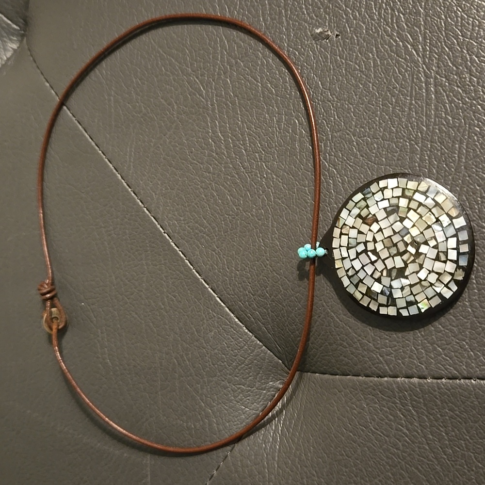 Necklace with leather cord